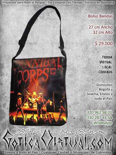 bolso cannibal corpse bogota accesorios metaleros envios medellin cali tunja envigado bucaramanga yopal colombia